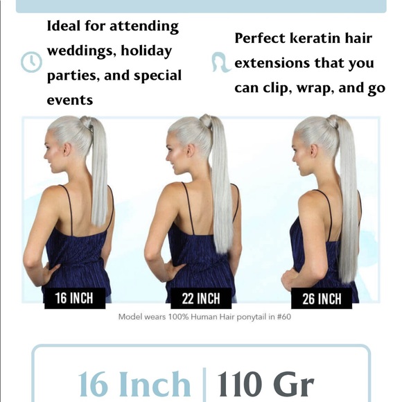 Zala Keratin Ponytail Clip In Hair 26 inches platinum blonde